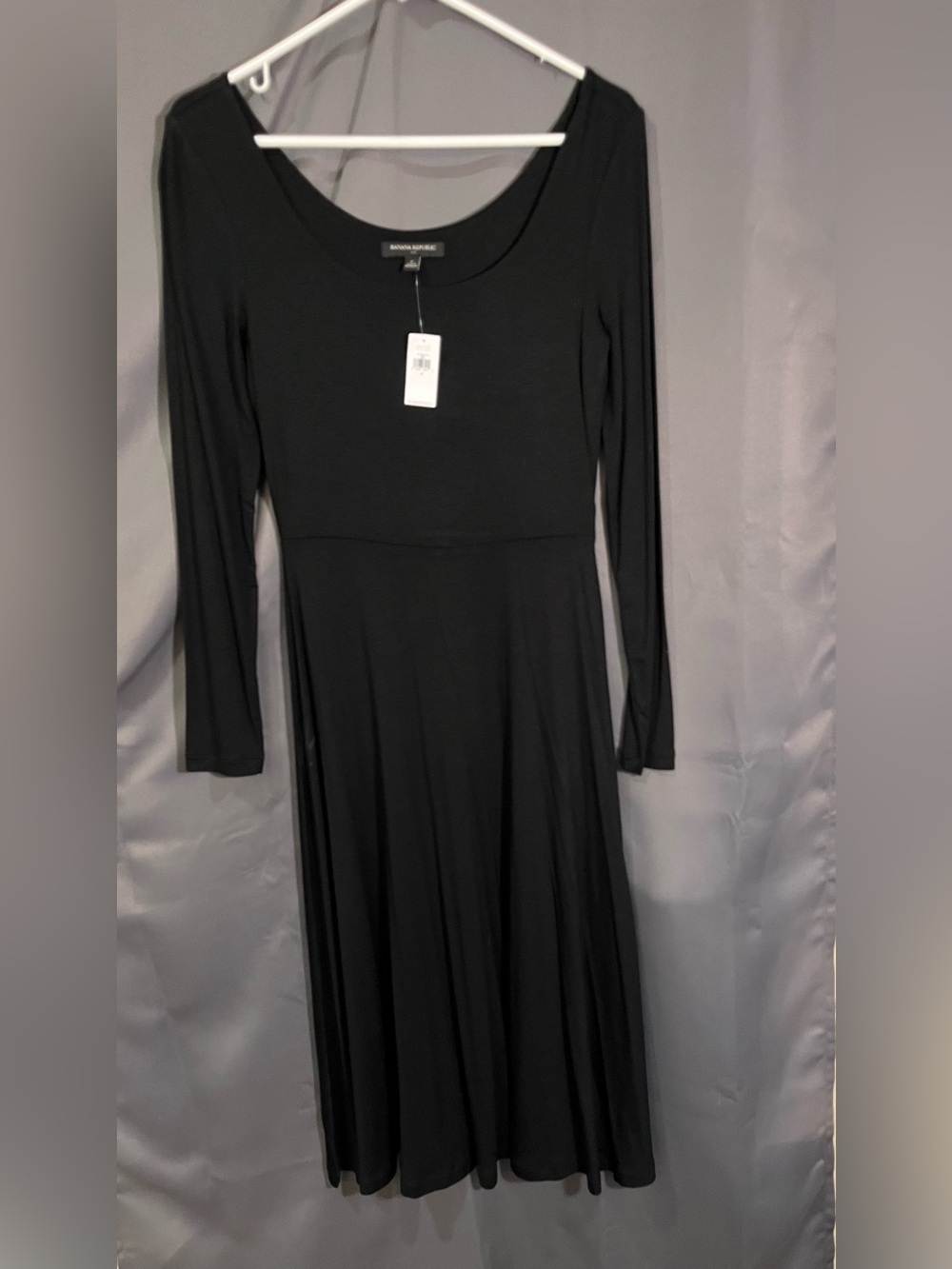 Banana Republic Black Long-Sleeve Maxi Dress